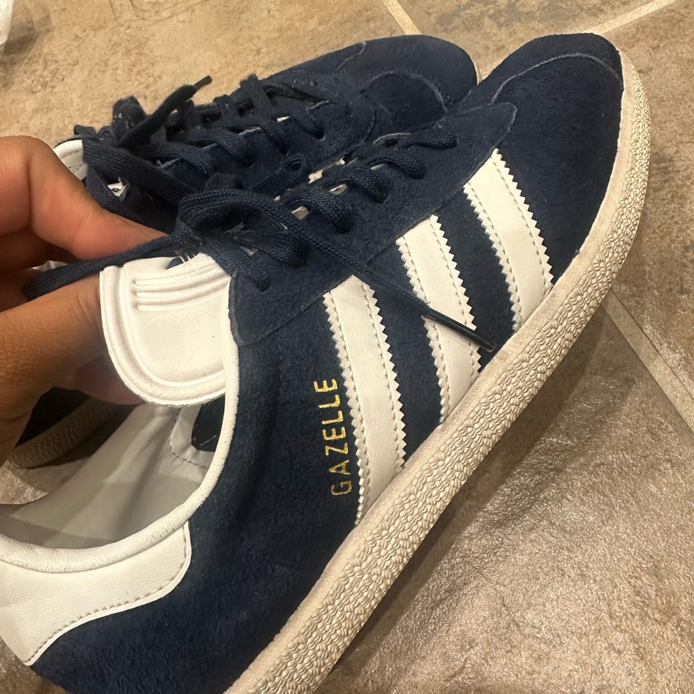 Adidas Gazelle Dark Blue and White Shoes